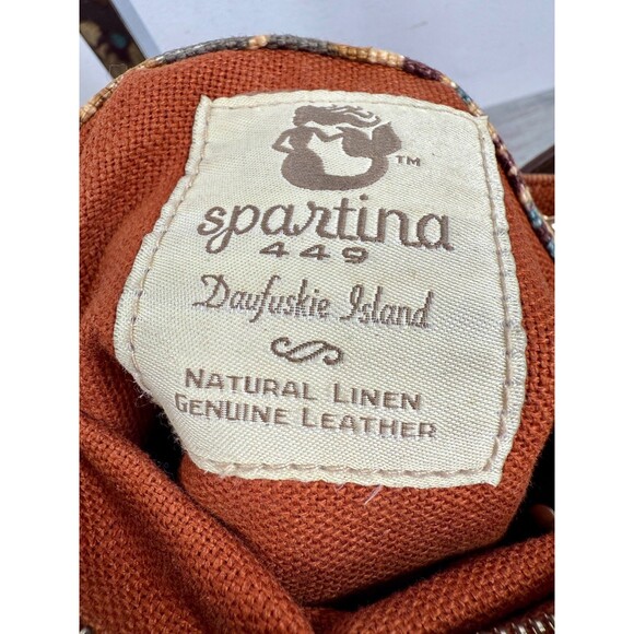 Spartina 449 Daufuskie Island Leather Fabric crossbody bag Boho EXCELLENT - Picture 4 of 16